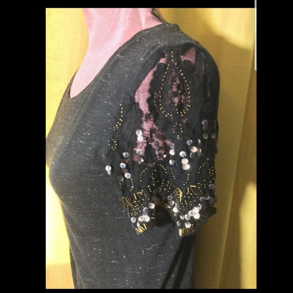 BKE Boutique Blouse Sequin Sleeves XS